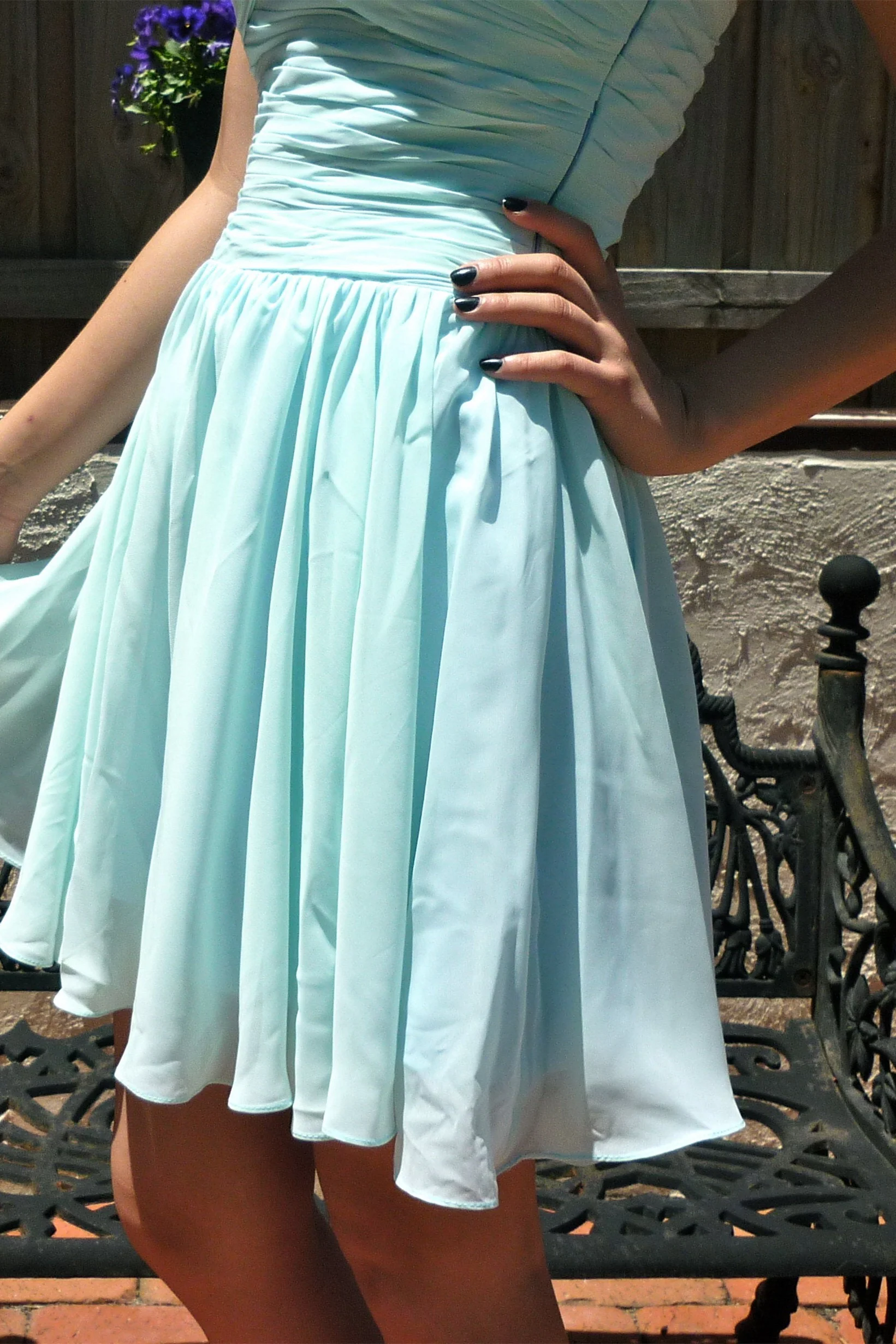 A-line Halt Sweetheart Knee Length Backless Chiffon Prom Dress - Image 6