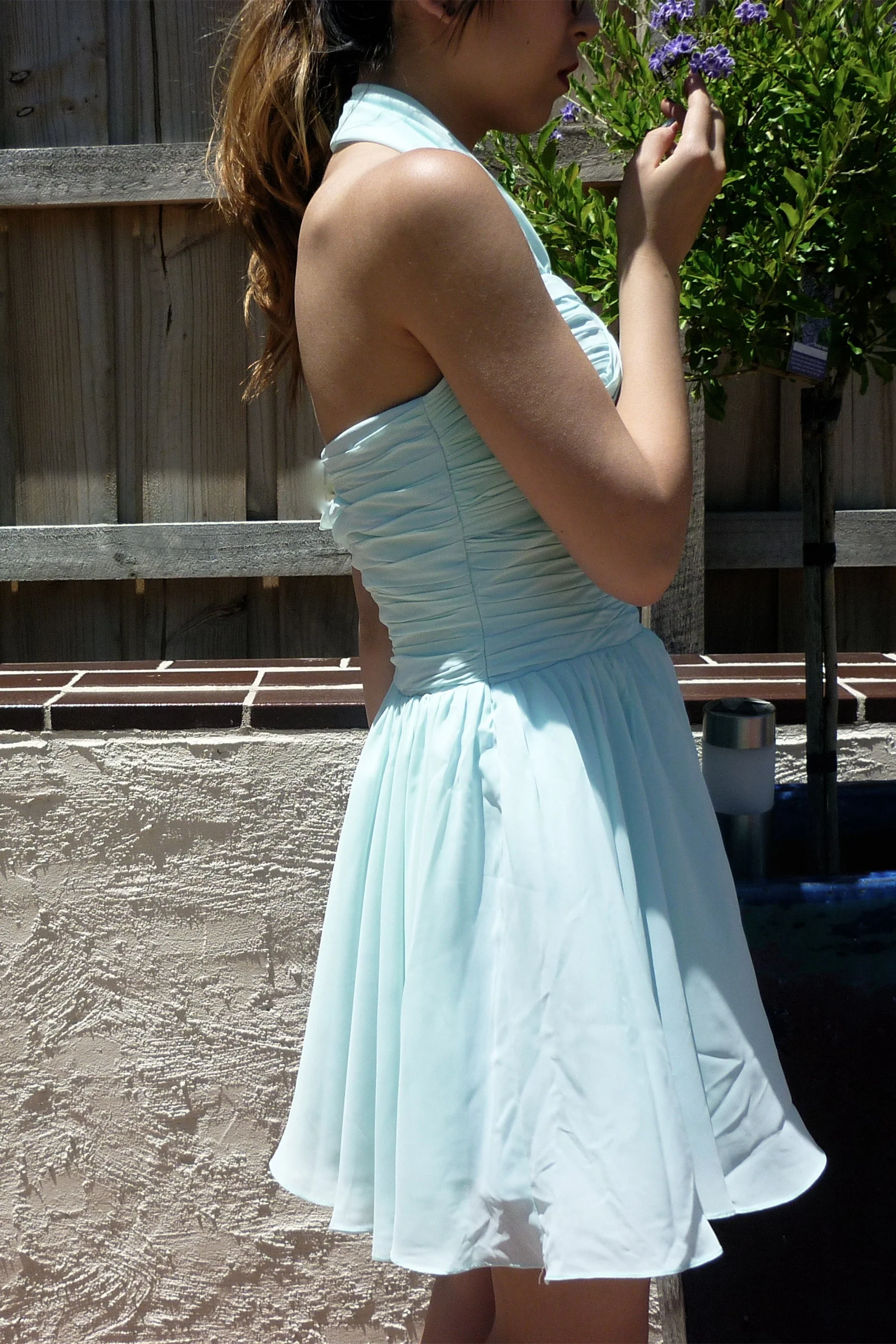 A-line Halt Sweetheart Knee Length Backless Chiffon Prom Dress - Image 9