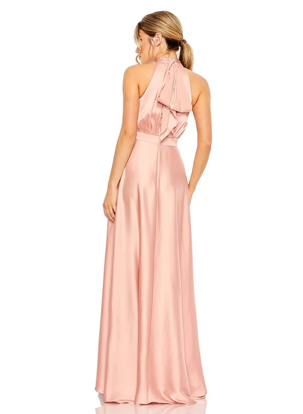 A-Line Halter Asymmetrical Satin Homecoming Dresses With Cascading Ruffles - Image 3