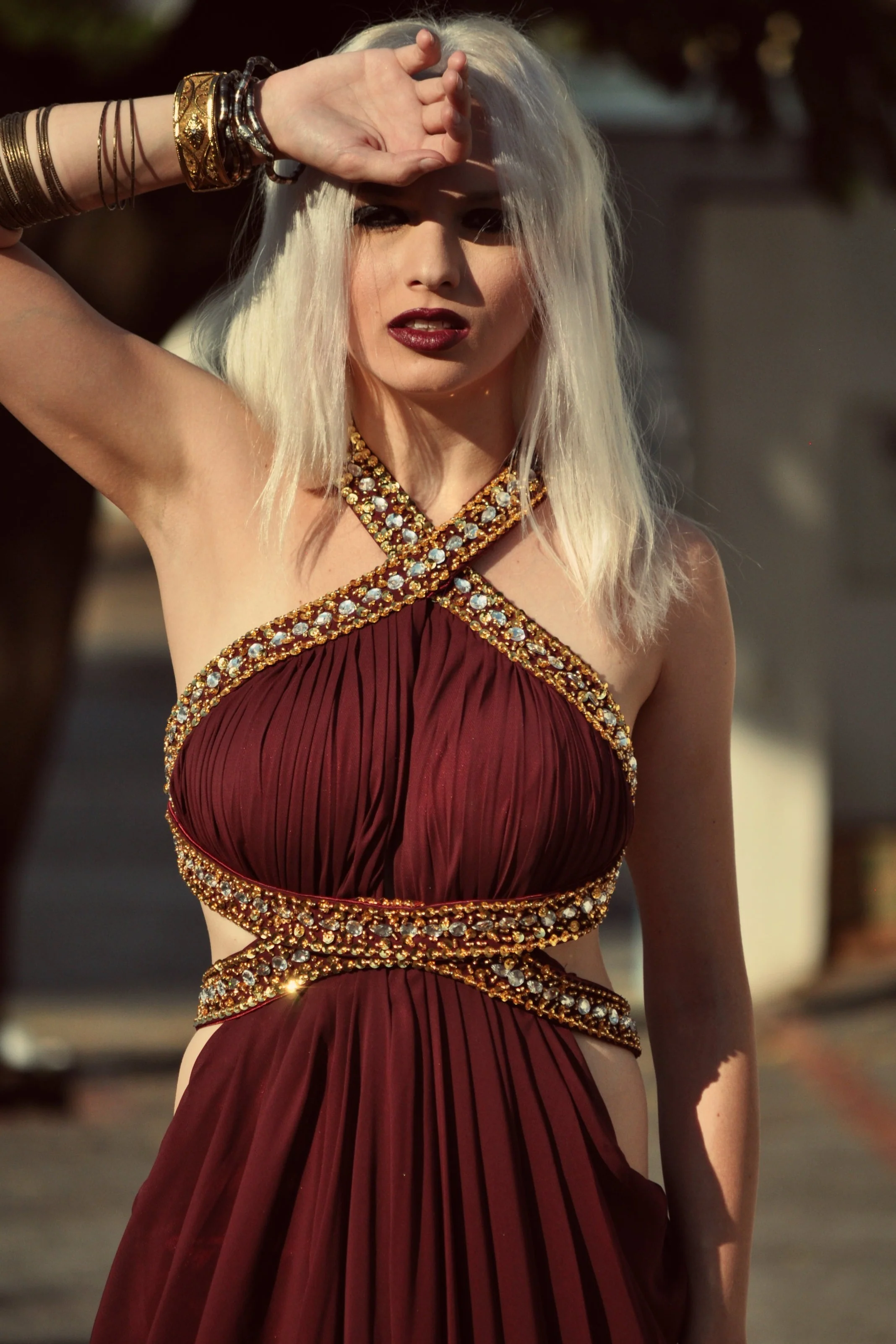 A-line Halter Floor Length Chiffon Backless Beading Prom Dress - Image 4