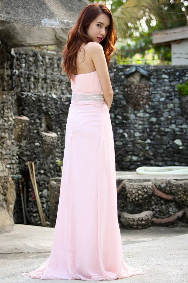 A-line Halter Floor Length Chiffon Beading Backless Prom Dress - Image 2