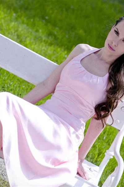 A-line Halter Round Collar Tea Length Chiffon Sleeveless Bridesmaid Dress - Image 7