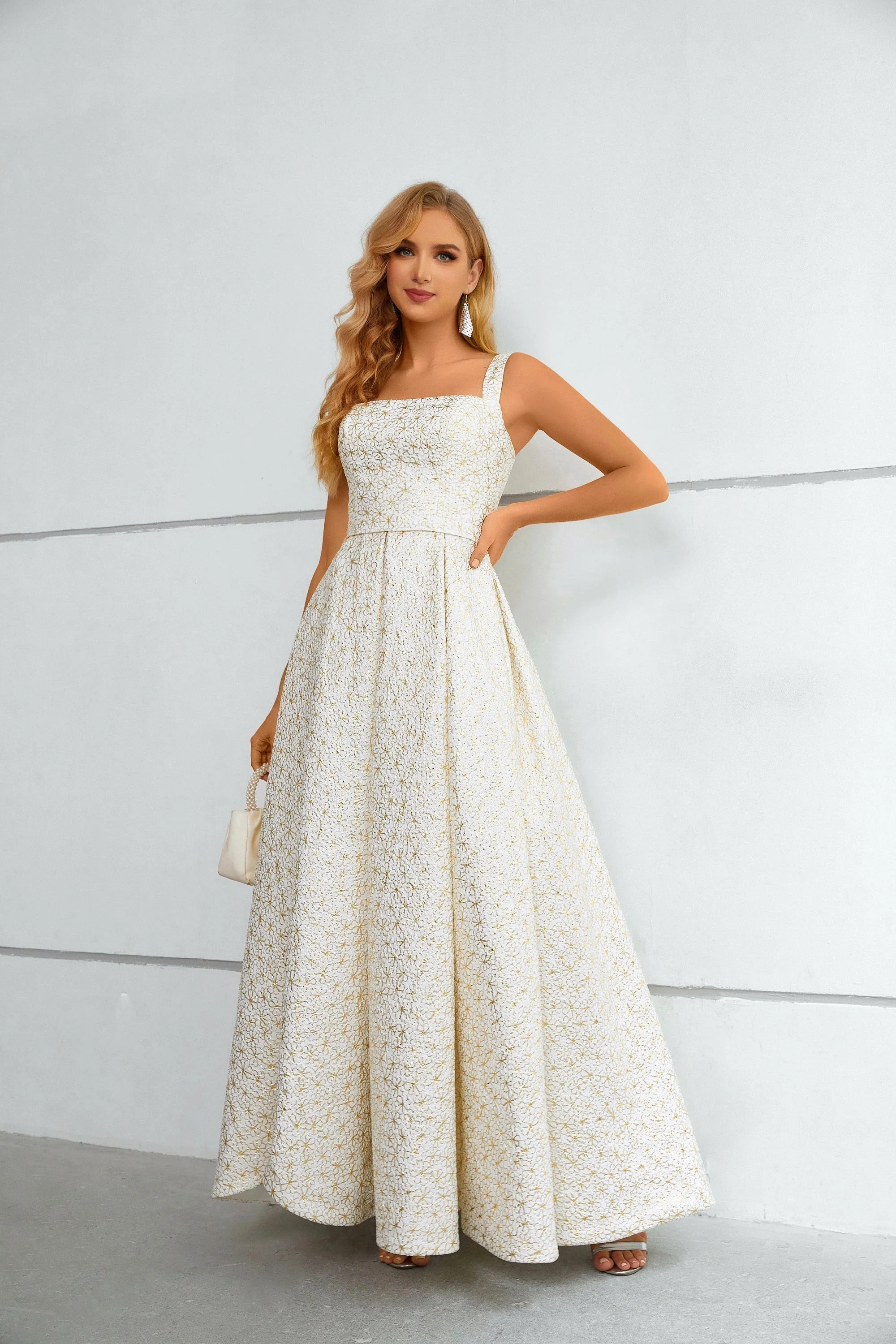 A-line High Split Square Lace Ankle Length Sleeveless Backless Prom Dress - Image 3