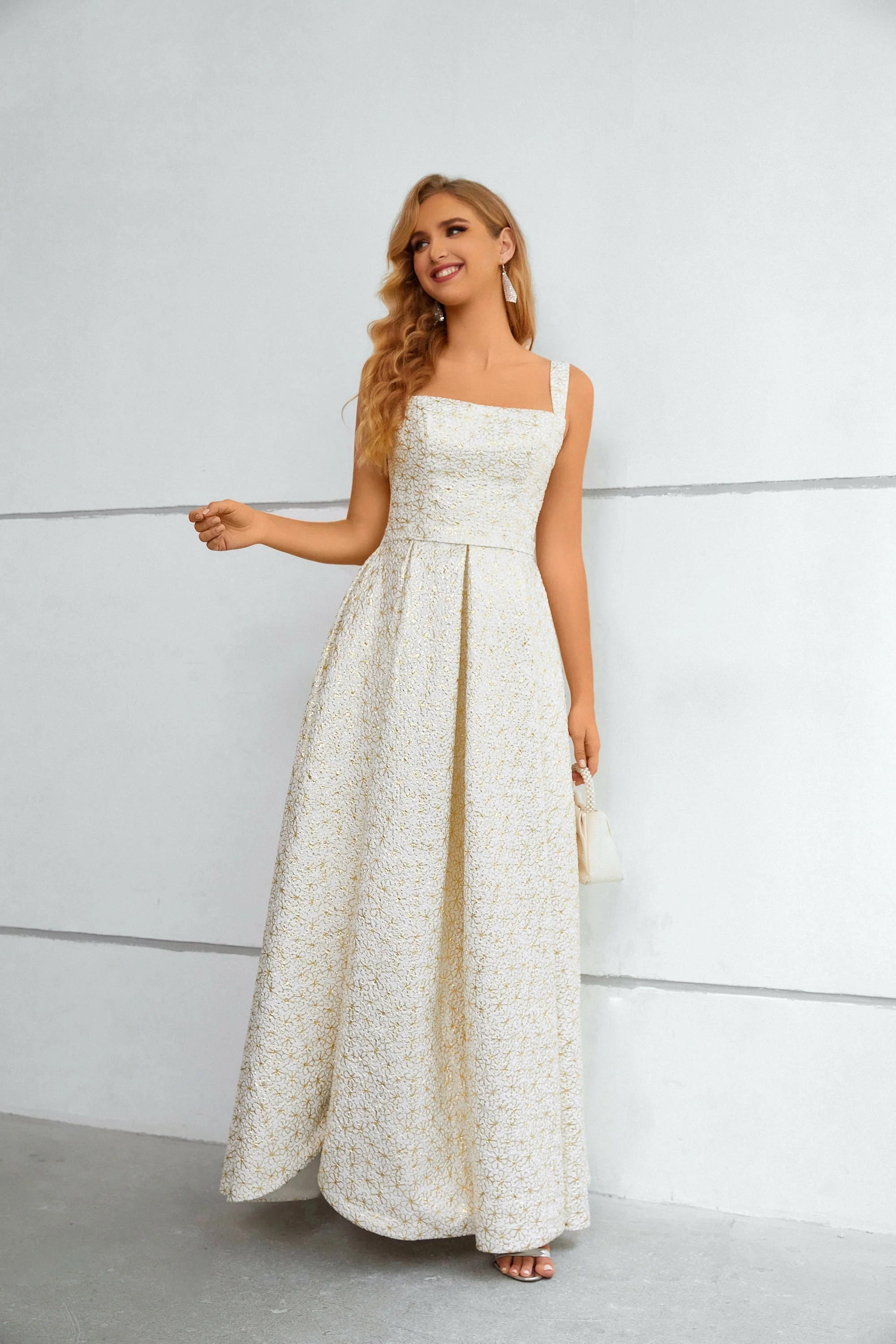 A-line High Split Square Lace Ankle Length Sleeveless Backless Prom Dress - Image 6