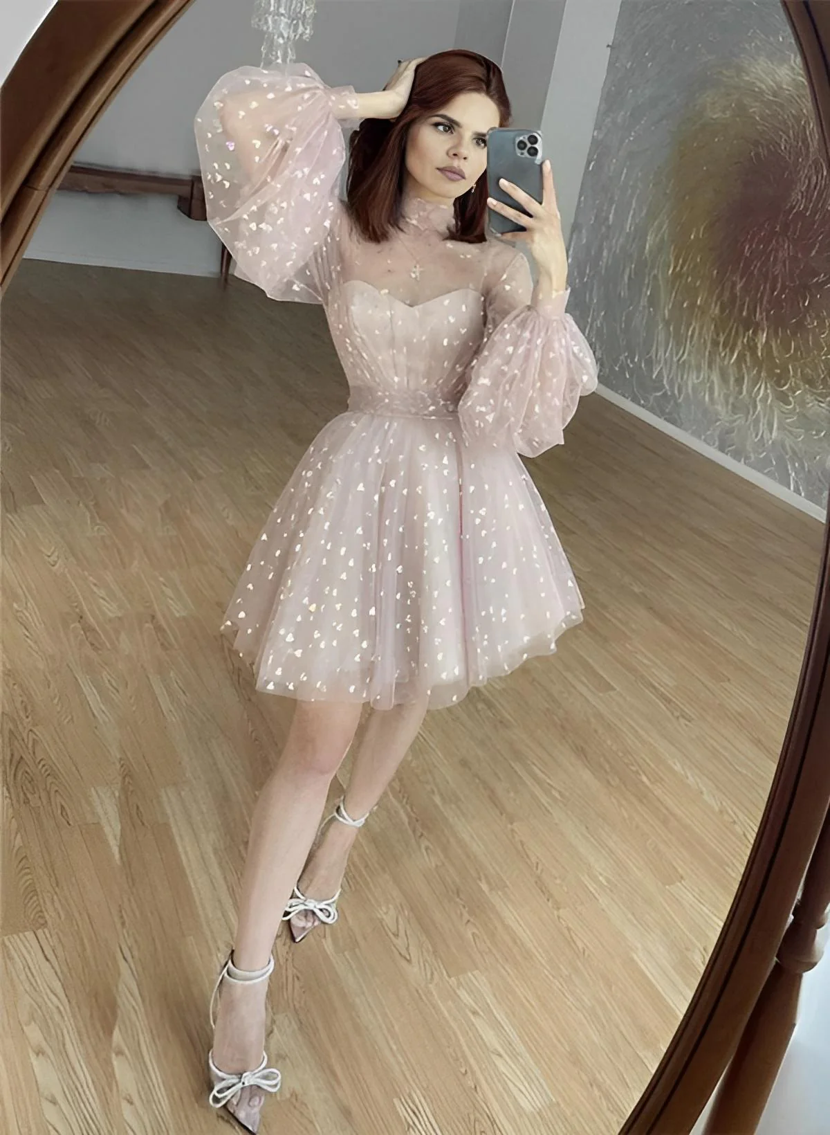 A-Line Illusion Neck Sleeveless Short/Mini Lace Homecoming Dresses - Image 3