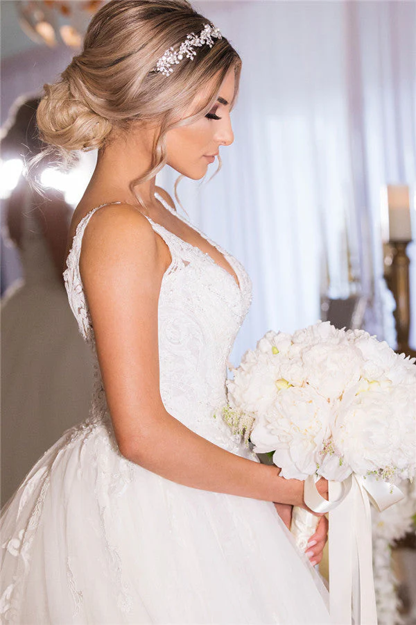 A line Lace Ball Gown Wedding Dresses AmazingBridal Gowns - Image 3