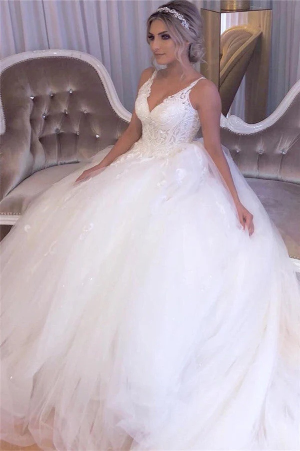 A line Lace Ball Gown Wedding Dresses AmazingBridal Gowns - Image 4