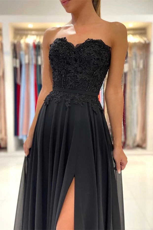 Lace Long Front Split Prom Dress Off-the-shoulder Evening Gown - Image 2