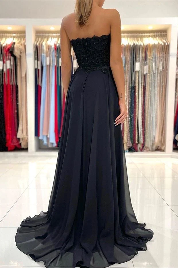 Lace Long Front Split Prom Dress Off-the-shoulder Evening Gown - Image 4