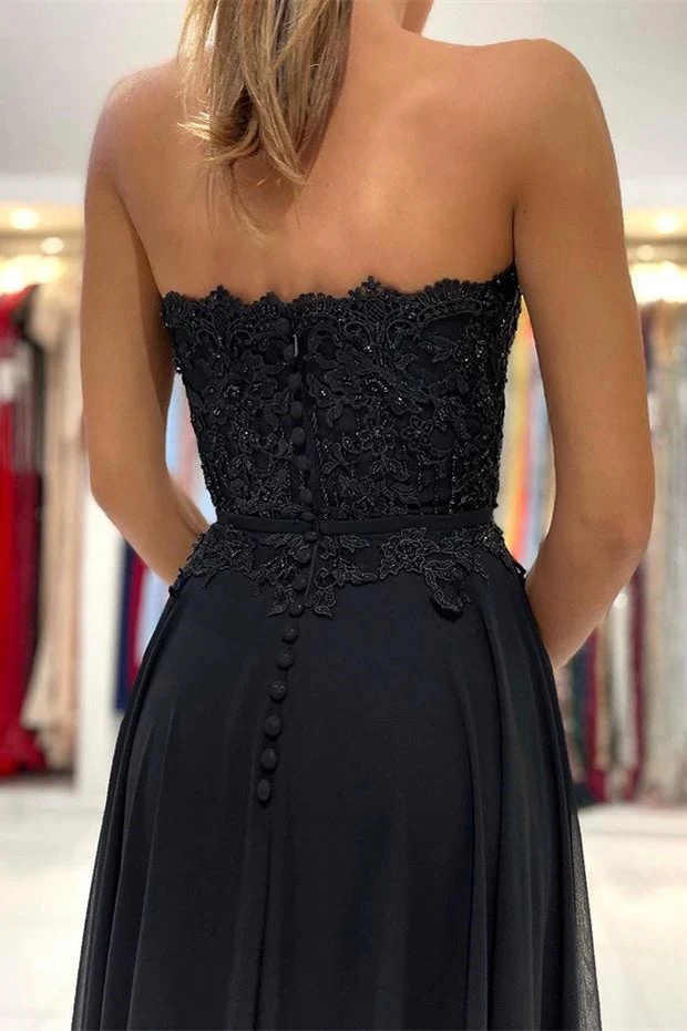 Lace Long Front Split Prom Dress Off-the-shoulder Evening Gown - Image 5