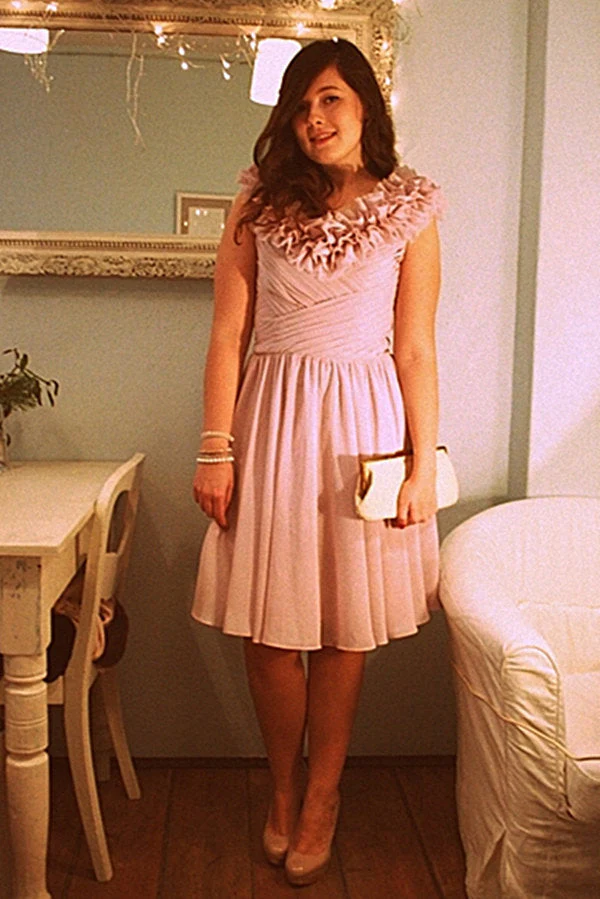 A-line Off-the-shoulder Knee Length Chiffon Bridesmaid Dress - Image 4