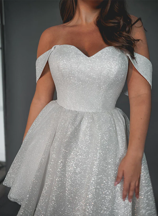 A-Line Off-The-Shoulder Knee-Length Sequined Homecoming Dresses - Image 3