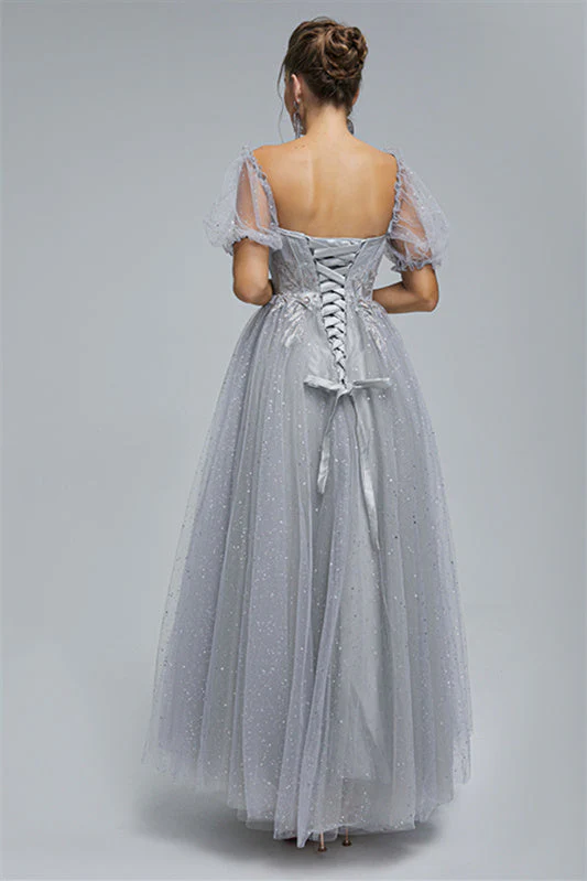 Off-the-shoulder Lace Applique Ankle Length Backless Vintage Beautiful Ball Gown Prom Dress - Image 13