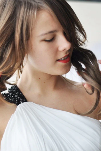 A-line One-shoulder Floor Length Chiffon Backless Wedding Dress - Image 10