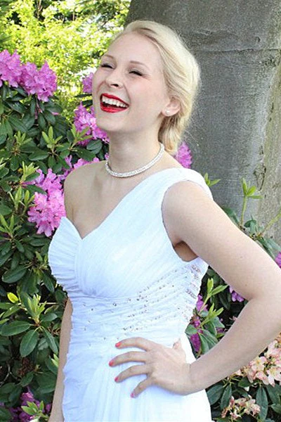 A-line One-shoulder Floor Length Chiffon Front Slit Rhinestone Prom Dress - Image 11