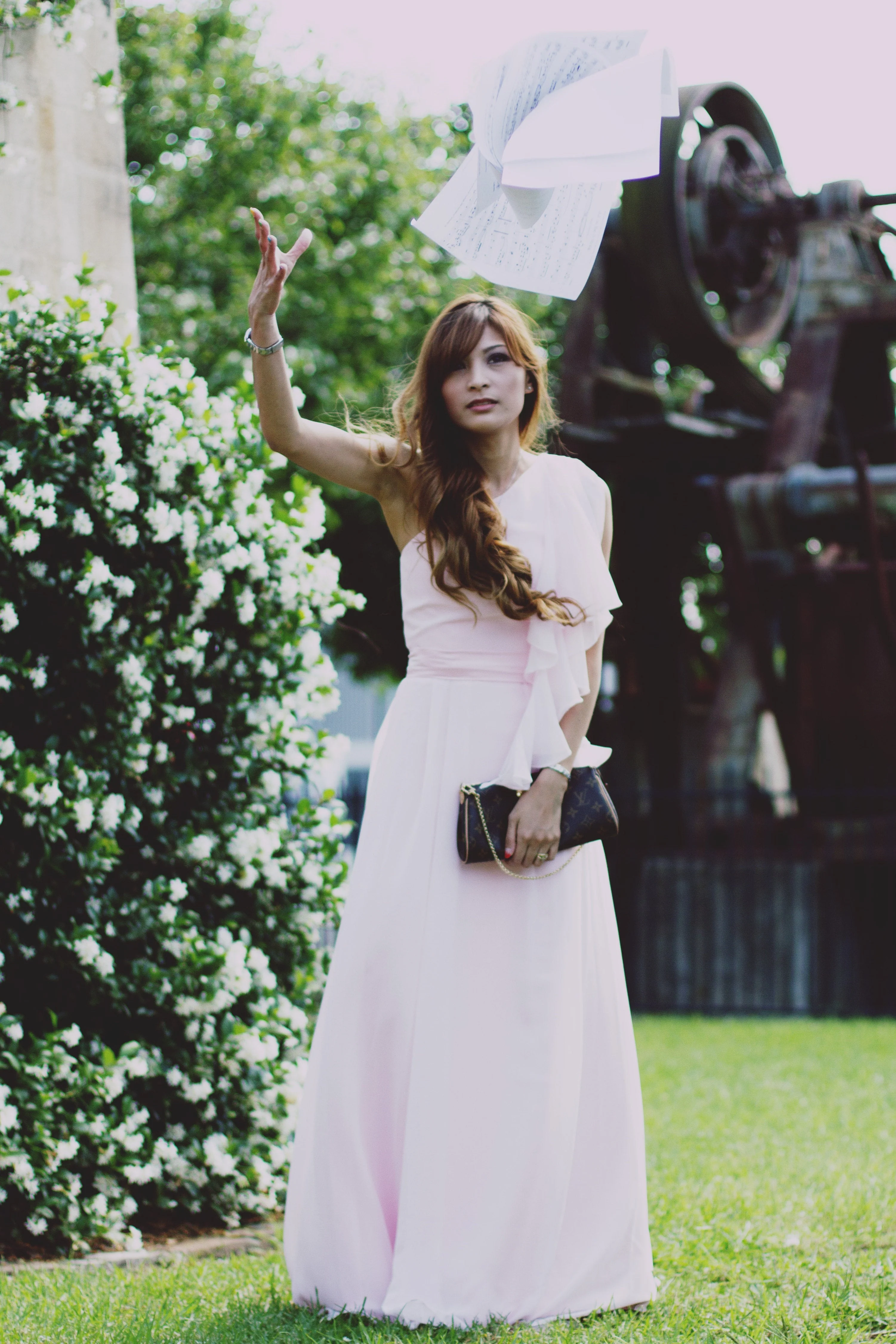 A-line One-shoulder Floor Length Chiffon Hanging Ribbon Prom Dress - Image 7