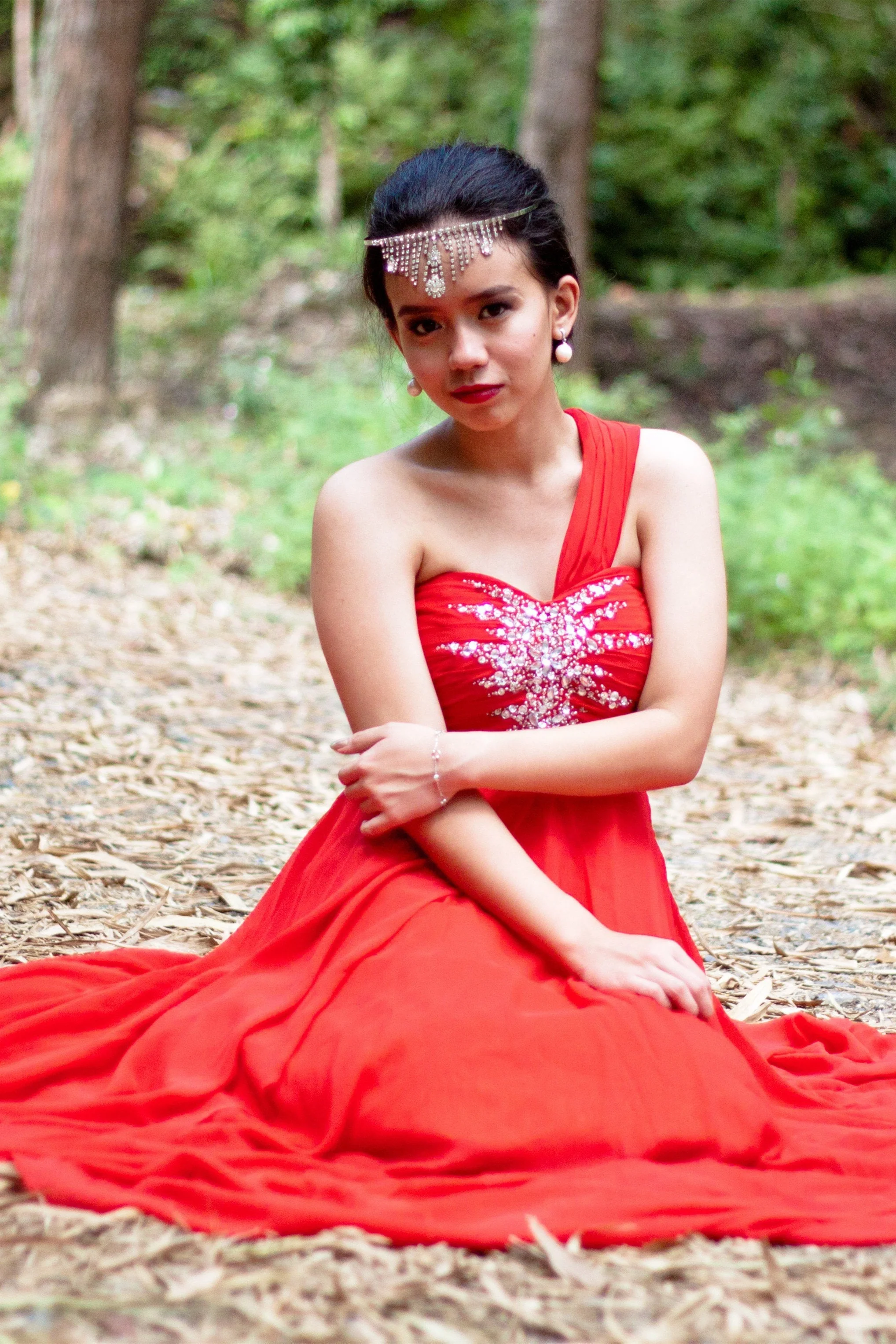 A-line One-shoulder Floor Length Chiffon Rhinestone Prom Dress - Image 7
