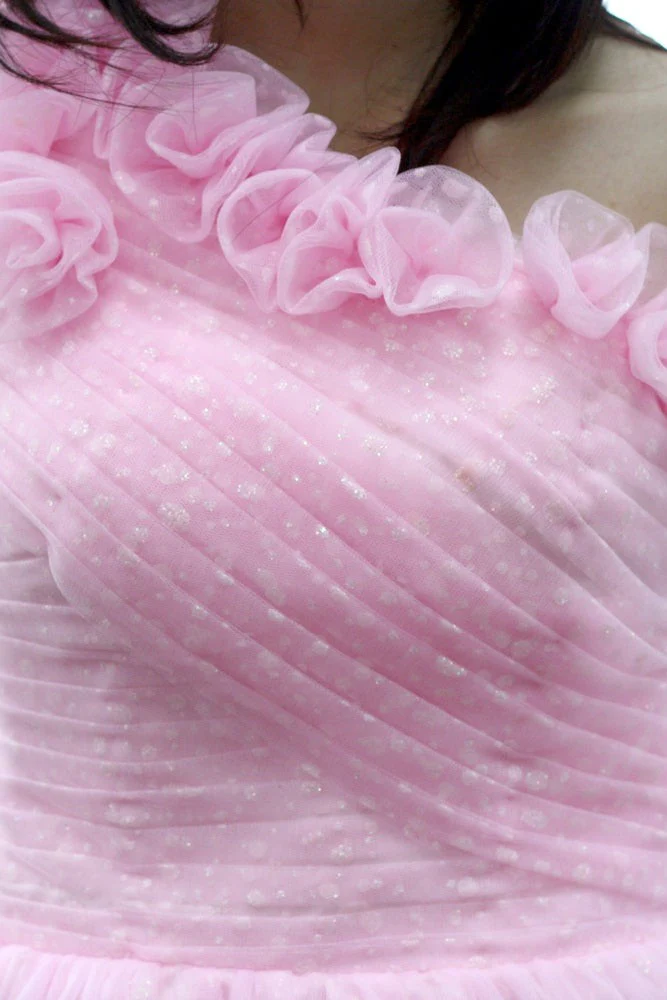 A-line One-shoulder Knee Length Tulle Handmade Flower Homecoming Dress - Image 6