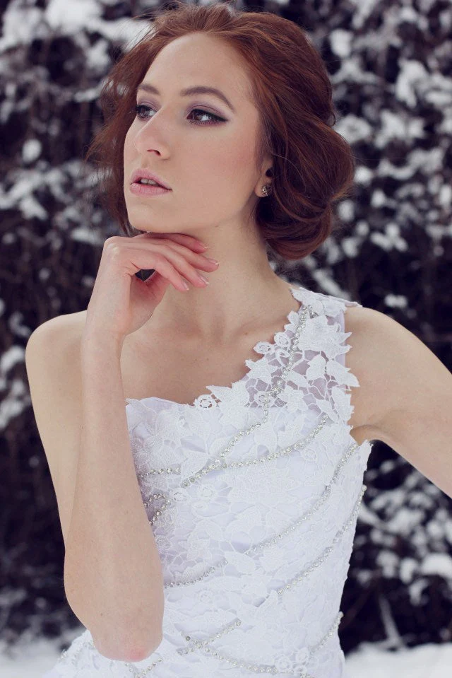 A-line One-shoulder Knee Length Tulle Lace Applique Prom Dress - Image 8