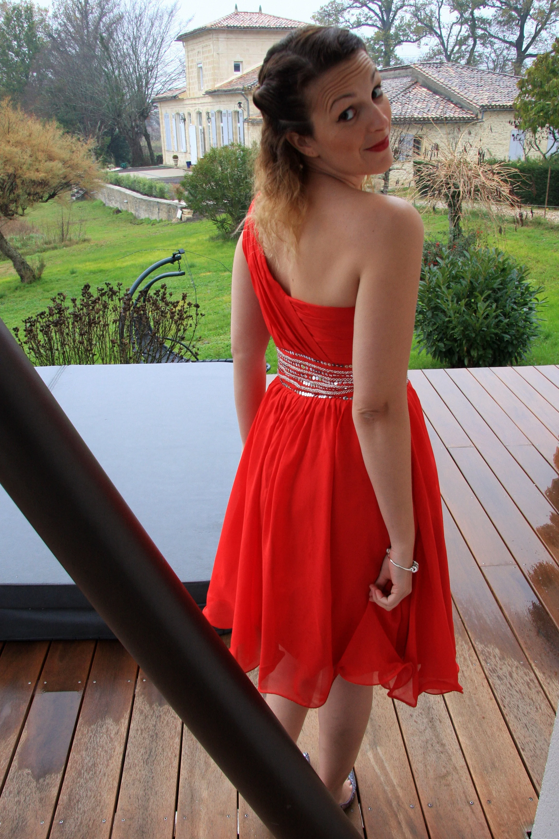 A-line One-shoulder Knee Length Tulle Spaghetti Homecoming Dress - Image 2
