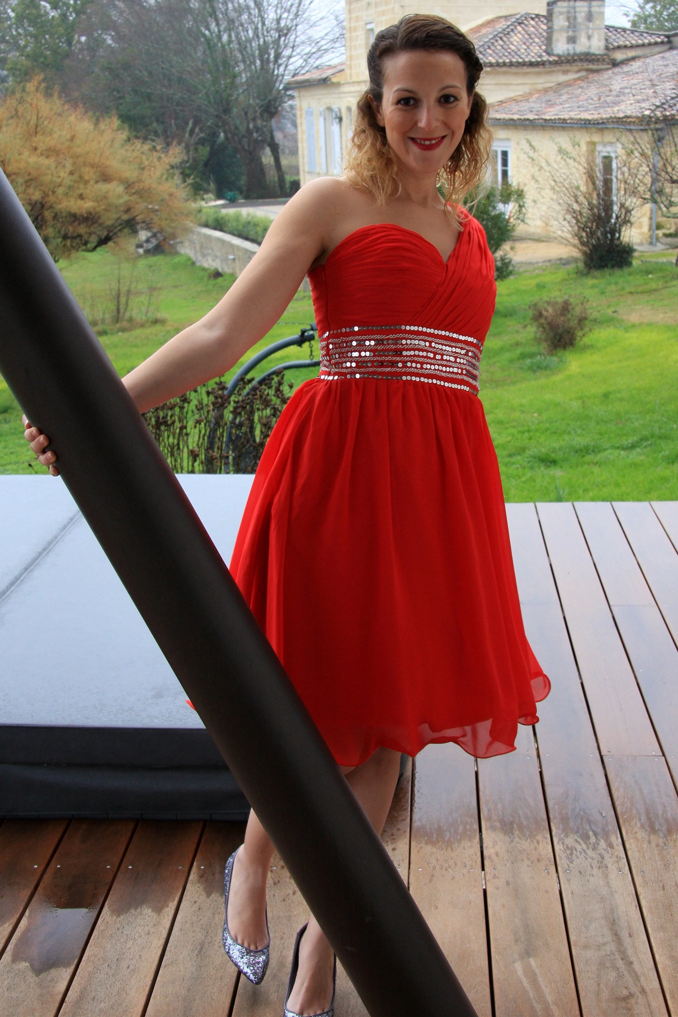 A-line One-shoulder Knee Length Tulle Spaghetti Homecoming Dress - Image 7
