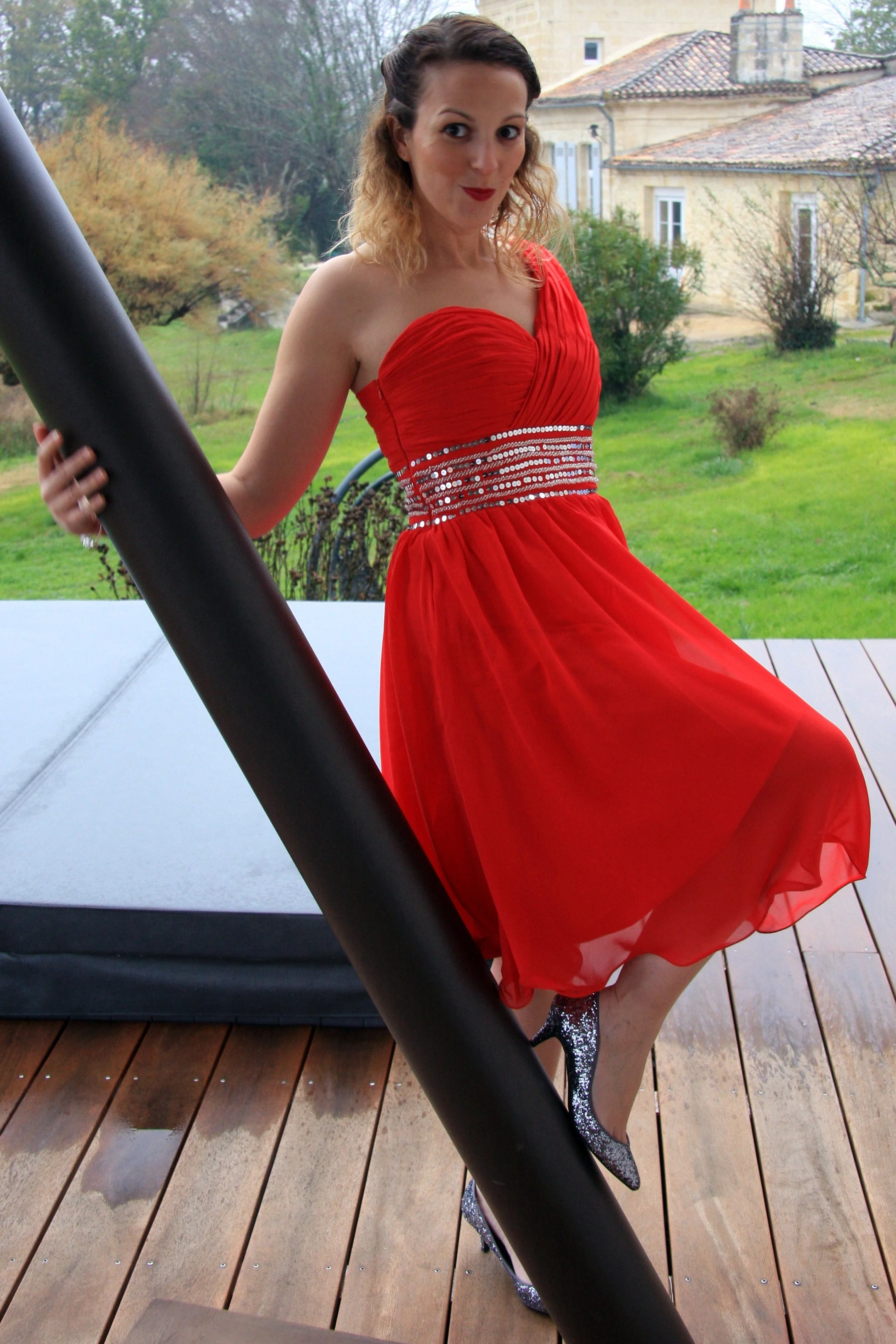 A-line One-shoulder Knee Length Tulle Spaghetti Homecoming Dress - Image 8