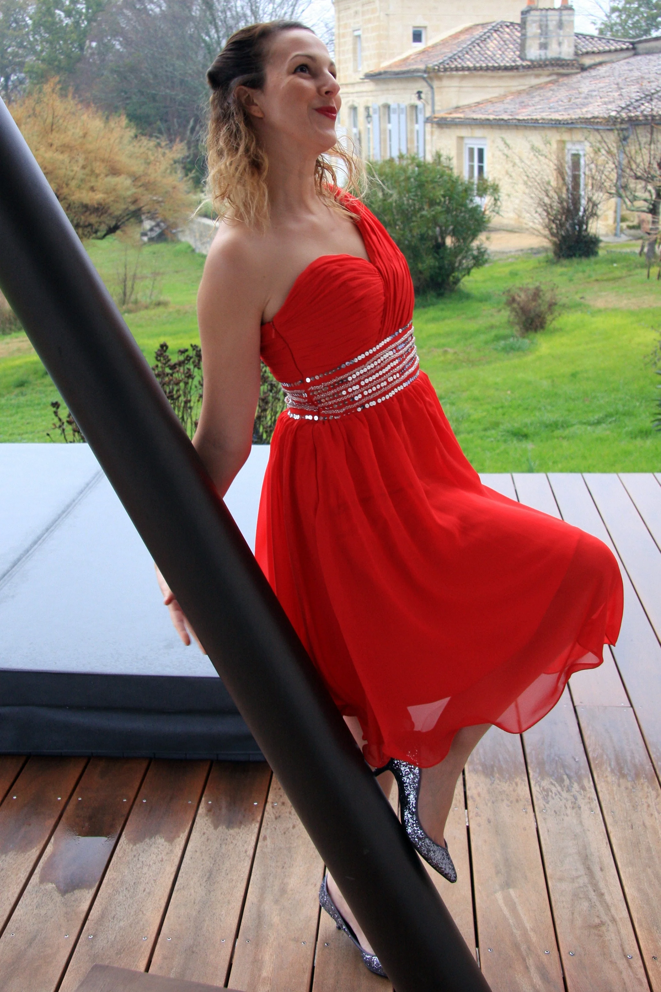 A-line One-shoulder Knee Length Tulle Spaghetti Homecoming Dress - Image 9