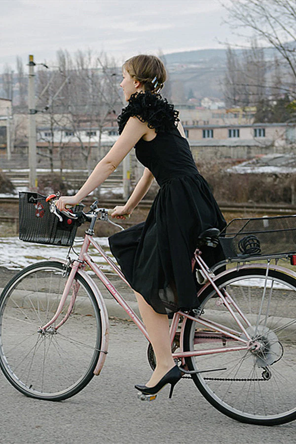 A-line One-shoulder Sweetheart Floor Length Chiffon Handmade Flower Bridesmaid Dress - Image 2