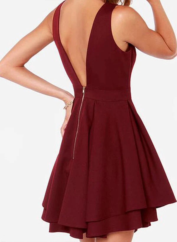 A-Line/Princess Scoop Neck Sleeveless Jersey Short/Mini Homecoming Dresses With Ruffle - Image 2