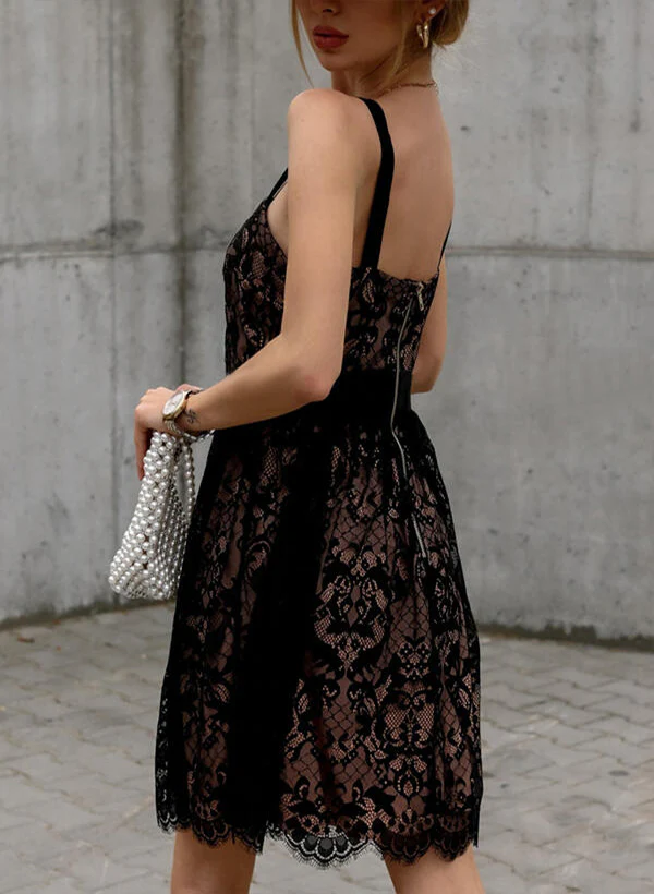 A-Line/Princess Sweetheart Lace Sleeveless Short/Mini Homecoming Dresses With Lace - Image 4