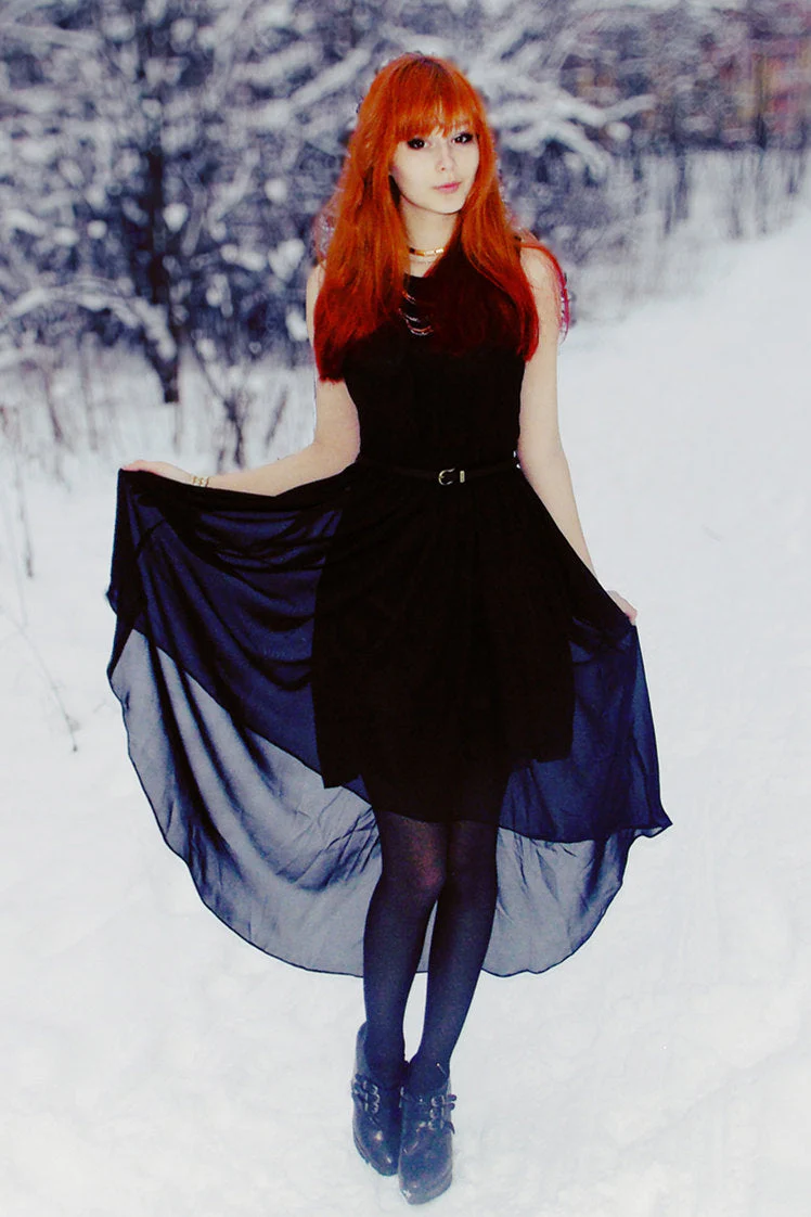 A-line Round Collar High-low Length Chiffon Prom Dress - Image 3