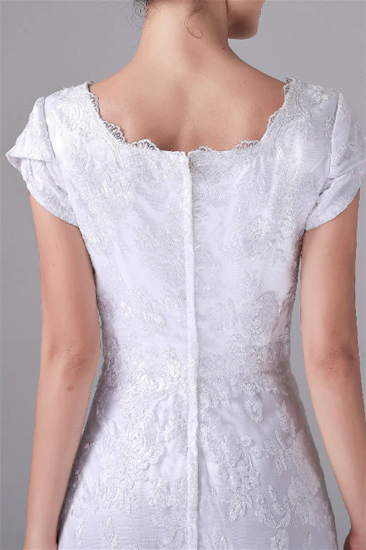 A-Line Short sleeves Asymmetrical Ankle Length Bateau mother's dress - Image 2