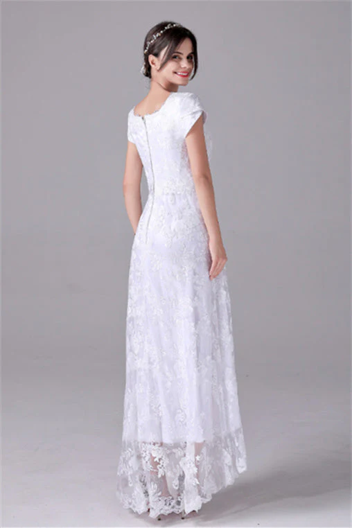 A-Line Short sleeves Asymmetrical Ankle Length Bateau mother's dress - Image 3