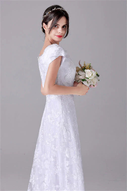 A-Line Short sleeves Asymmetrical Ankle Length Bateau mother's dress - Image 5