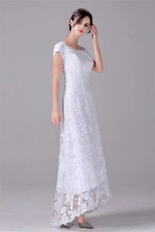 A-Line Short sleeves Asymmetrical Ankle Length Bateau mother's dress - Image 8