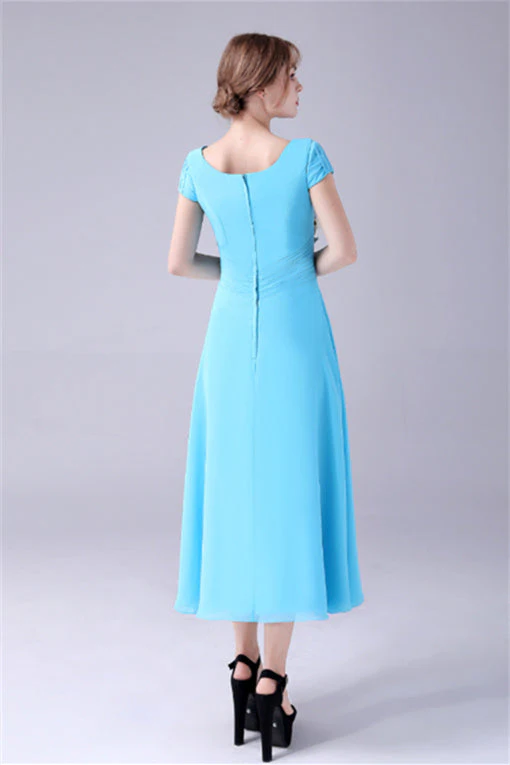 A-Line Short sleeves Square Sequined Knee-length Applique mother's dress - Image 3