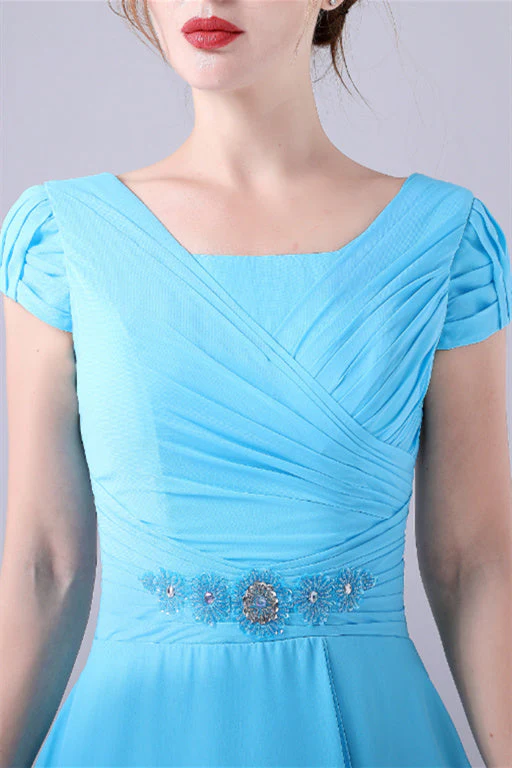 A-Line Short sleeves Square Sequined Knee-length Applique mother's dress - Image 5