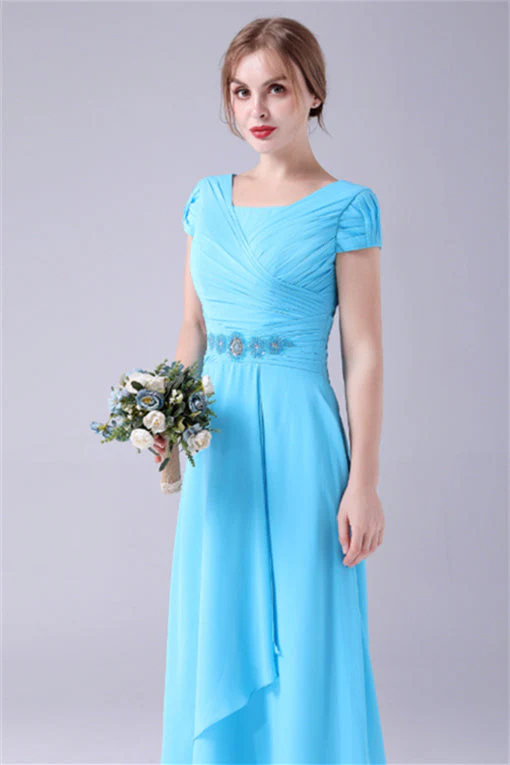 A-Line Short sleeves Square Sequined Knee-length Applique mother's dress - Image 6