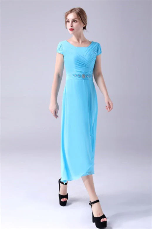 A-Line Short sleeves Square Sequined Knee-length Applique mother's dress - Image 7