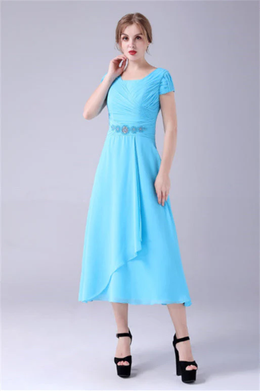 A-Line Short sleeves Square Sequined Knee-length Applique mother's dress - Image 8