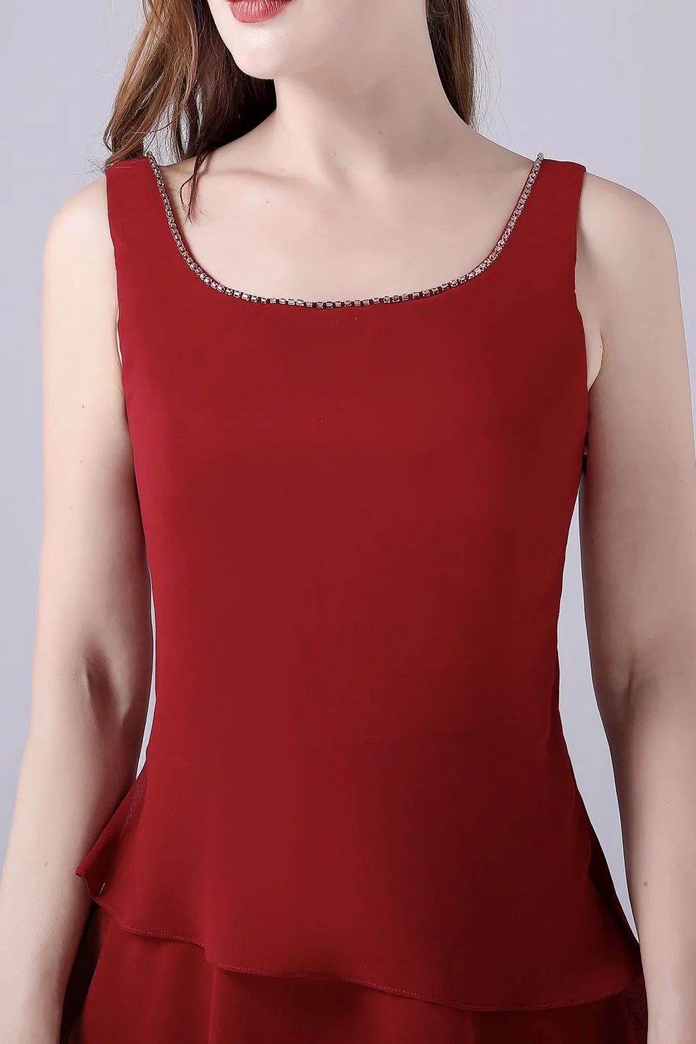 A-Line sleeveless jewel floor length backless mother's dress - Image 3