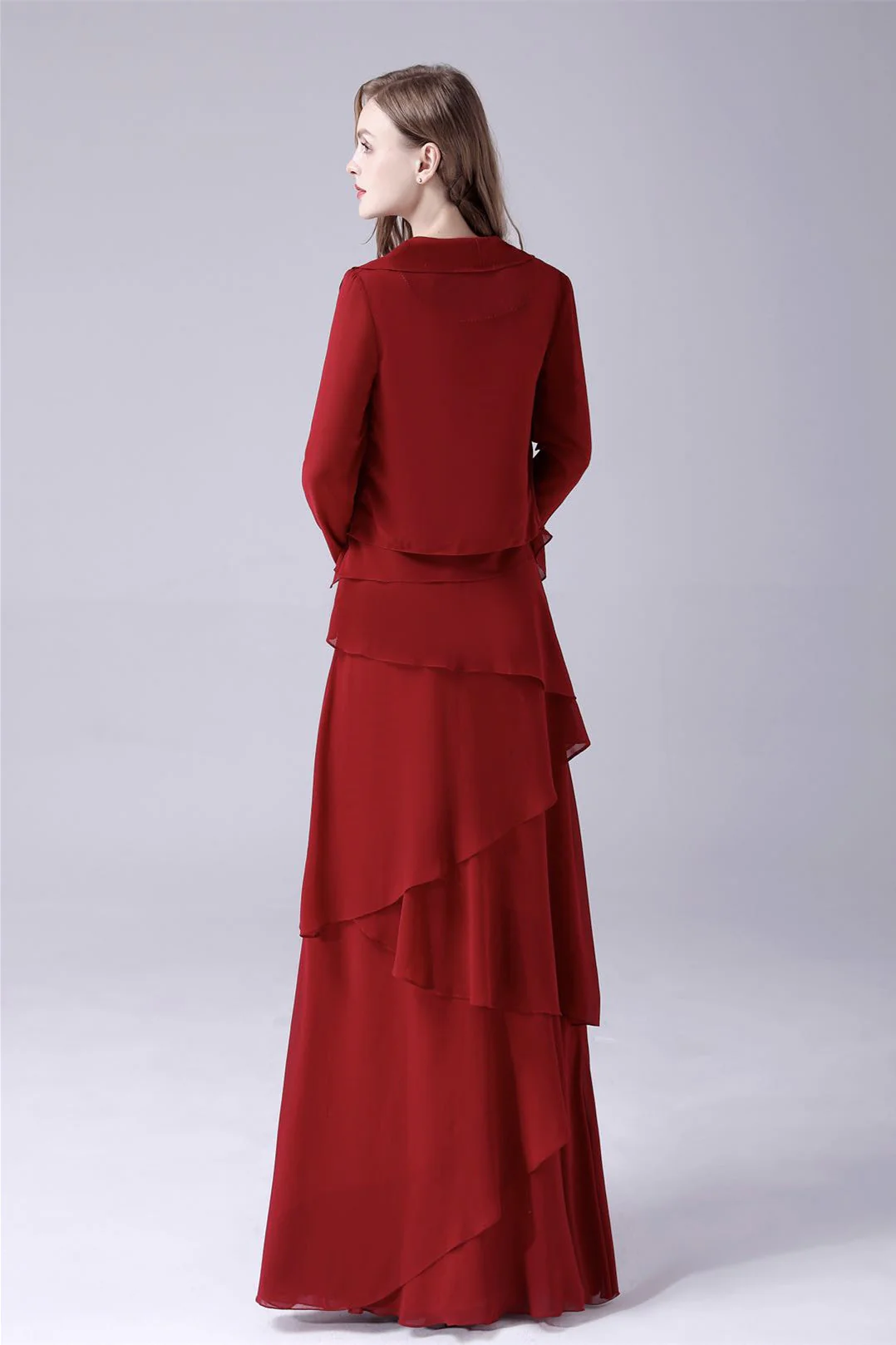 A-Line sleeveless jewel floor length backless mother's dress - Image 4