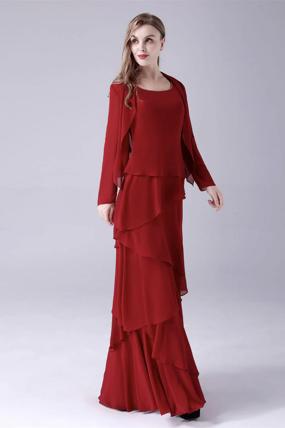 A-Line sleeveless jewel floor length backless mother's dress - Image 6