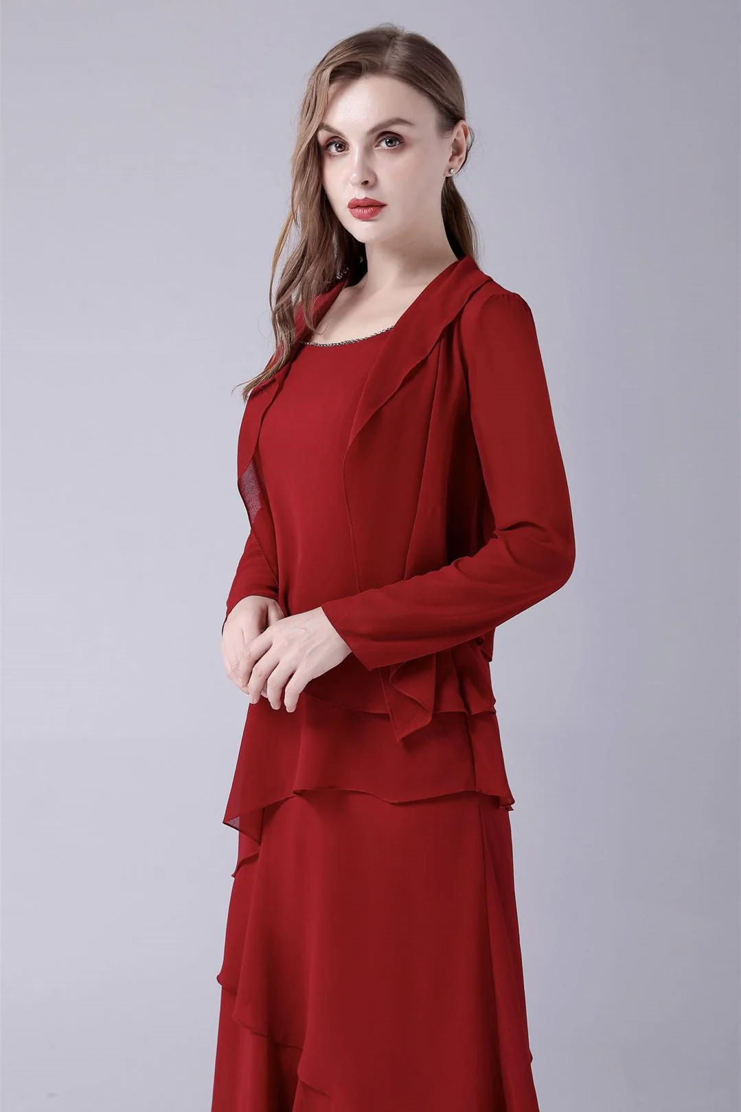 A-Line sleeveless jewel floor length backless mother's dress - Image 7
