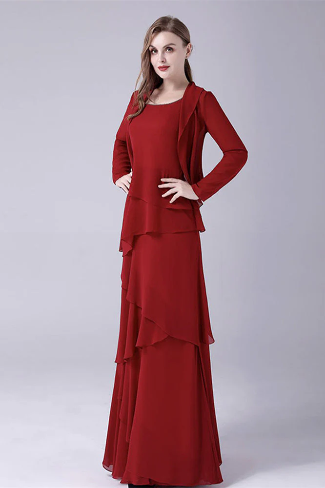 A-Line sleeveless jewel floor length backless mother's dress - Image 8