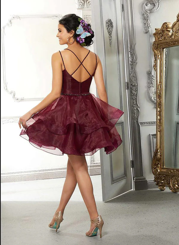 A-Line Sleeveless Short/Mini Tulle Homecoming Dresses - Image 4
