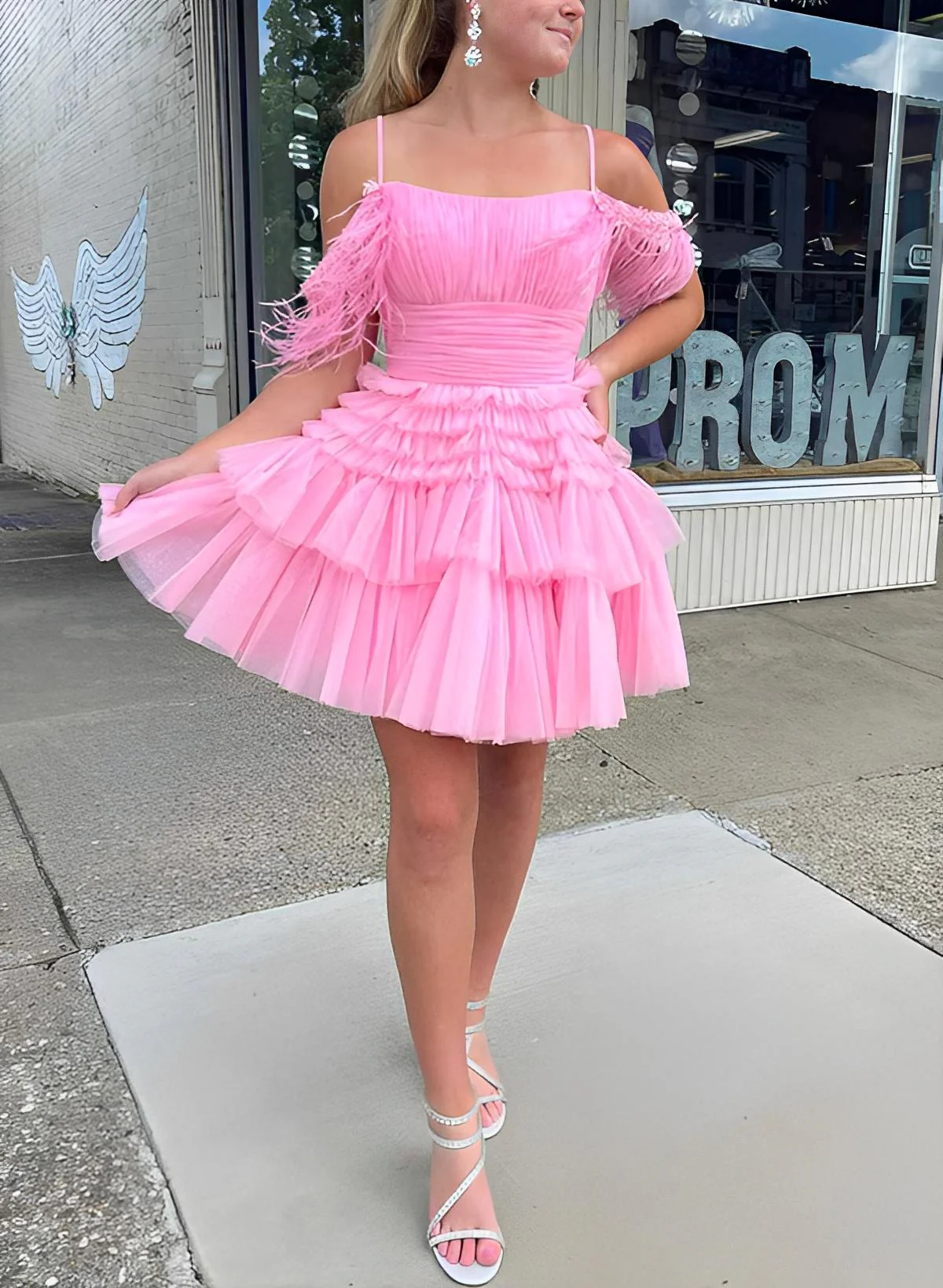 A-Line Sleeveless Short/Mini Tulle Homecoming Dresses - Image 3