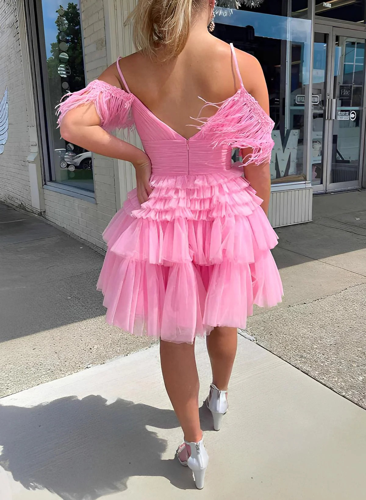 A-Line Sleeveless Short/Mini Tulle Homecoming Dresses - Image 4