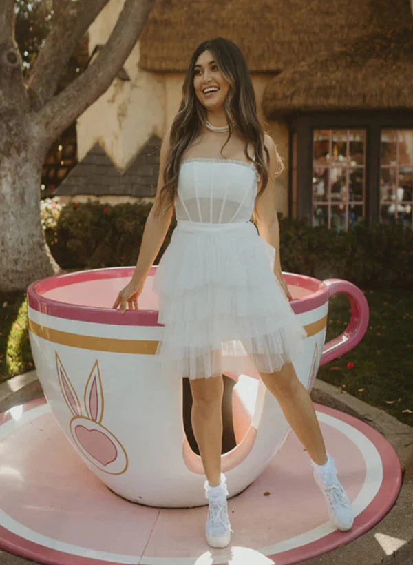 A-Line Sleeveless Short/Mini Tulle Homecoming Dresses - Image 3