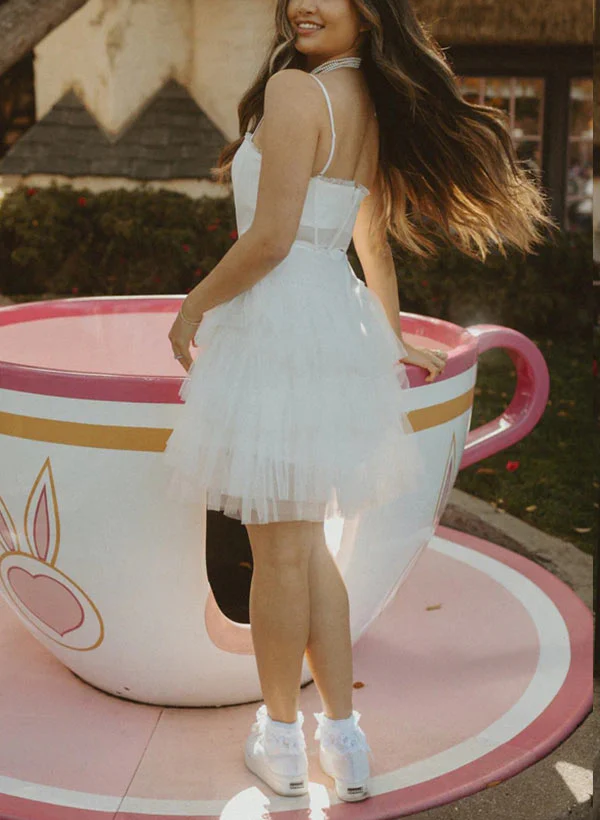 A-Line Sleeveless Short/Mini Tulle Homecoming Dresses - Image 4